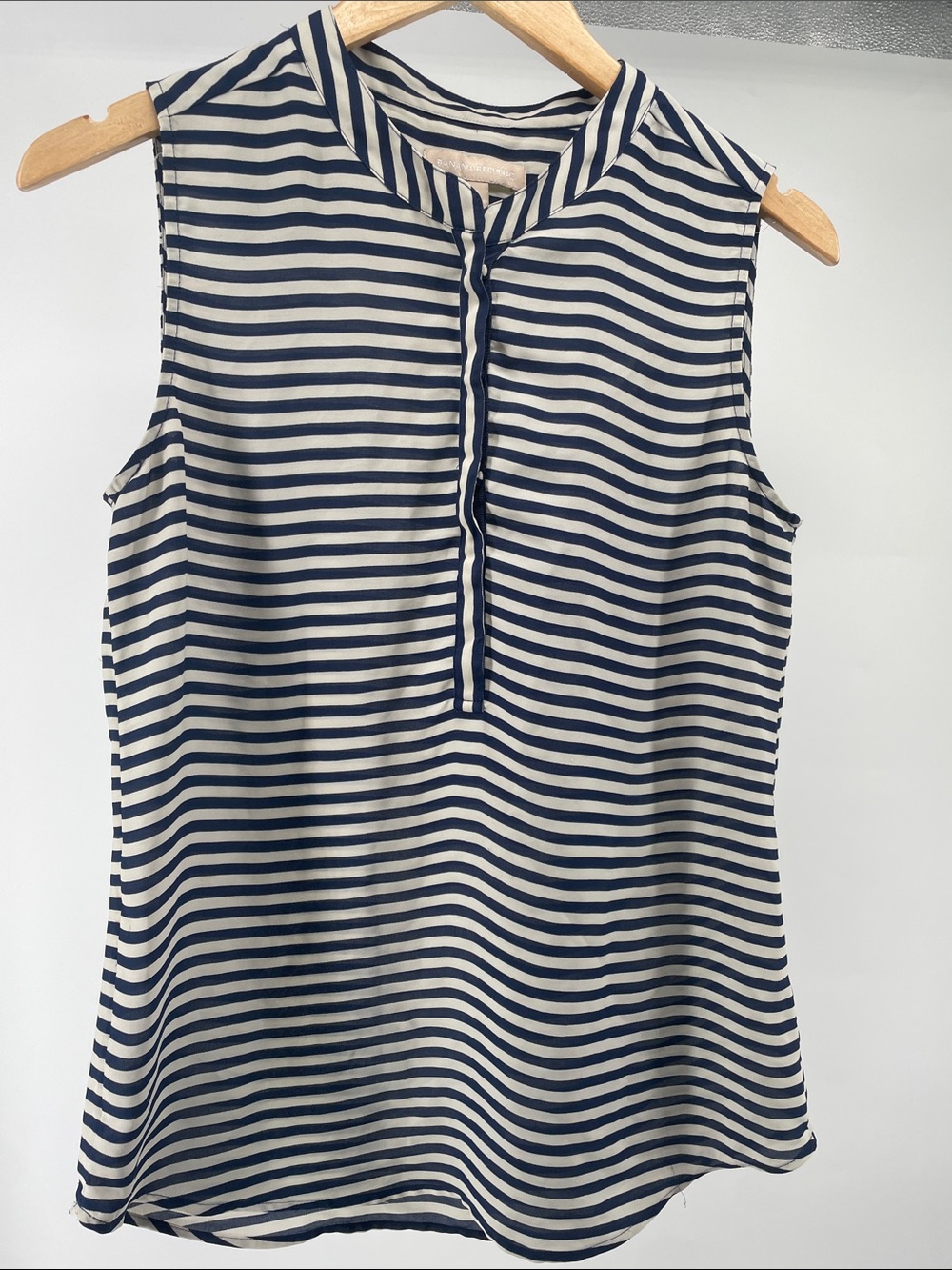 Banana Republic Navy and White Striped Sleeveless Tank